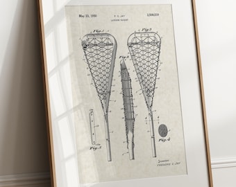Lacrosse Racquet - 1950 (Free Shipping) Large Unframed 8.5x11 Patent Print