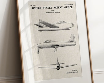 Thunderstreak Airplane - 1949 (Free Shipping) Large Unframed 8.5x11 Patent Print