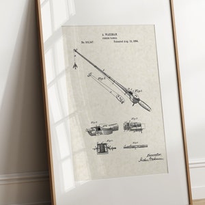 Fishing Pole (Tackle) - 1884 (Free Shipping) Large Unframed 8.5x11 Patent Print