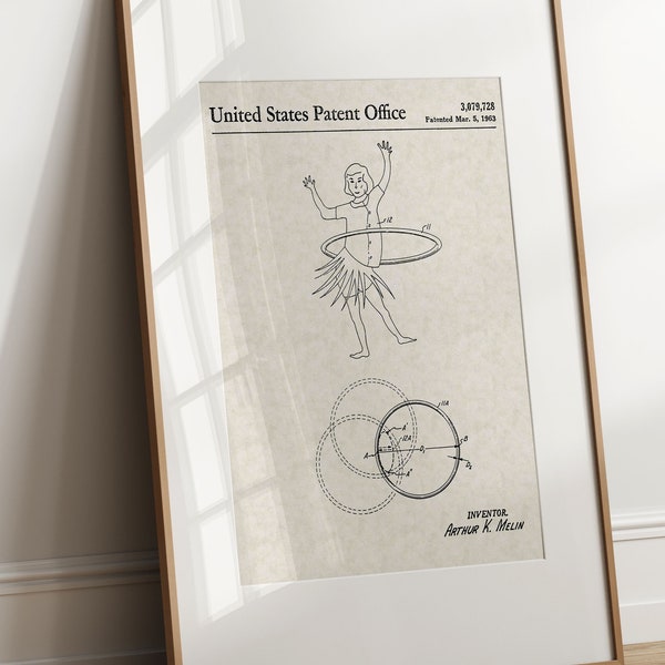 Hula Hoop - 1963 (Free Shipping) Large Unframed 8.5x11 Patent Print