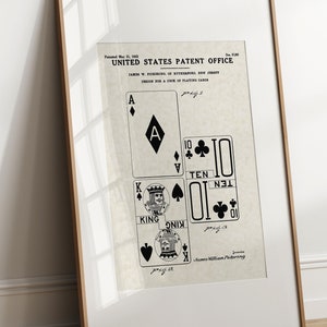 Cartes à jouer - 1932 (livraison gratuite) grande impression brevet 8,5 x 11 sans cadre