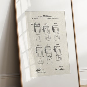 Installation du rouleau de papier toilette - 1891 (livraison gratuite) grande impression brevet 8,5 x 11 sans cadre