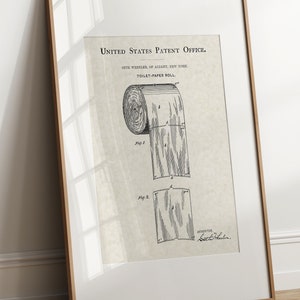 Rouleau de papier toilette - 1891 (livraison gratuite) grande impression brevet 8,5 x 11 sans cadre