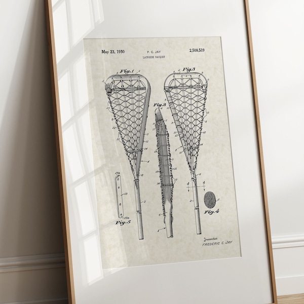 Lacrosse Racquet - 1950 (Free Shipping) Large Unframed 8.5x11 Patent Print