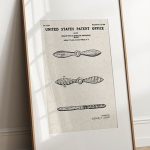 Airplane Propeller - 1947 (Free Shipping) Large Unframed 8.5x11 Patent Print