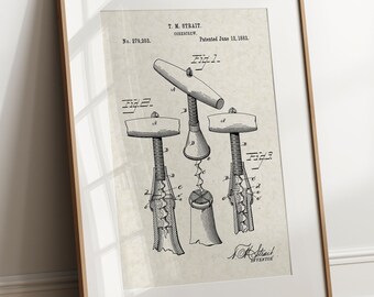 Corkscrew - 1883 (Free Shipping) Large Unframed 8.5x11 Patent Print