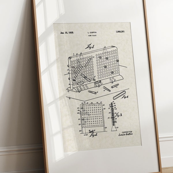 Juego de mesa de estrategia naval clásico - 1935 (envío gratis) Impresión de patente grande sin marco 8.5x11
