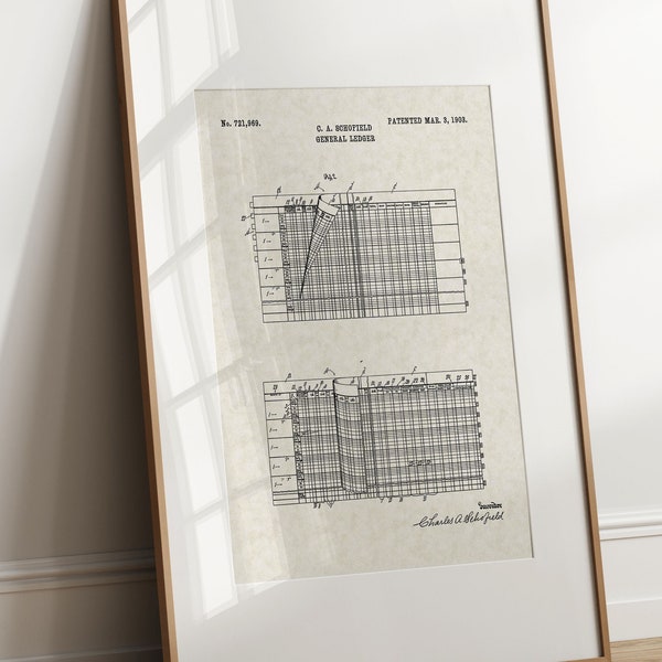 Accountant General Ledger - 1903 (Free Shipping) Large Unframed 8.5x11 Patent Print