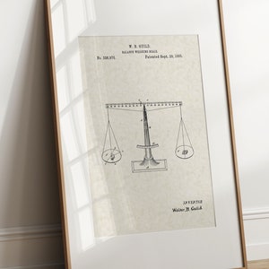 Scales of Justice - 1885 (Free Shipping) Large Unframed 8.5x11 Patent Print