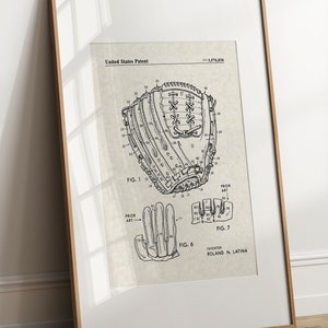 Baseball Glove - 1969 (Free Shipping) Large Unframed 8.5x11 Patent Print