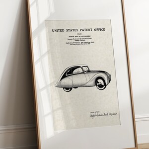 Fitzmaurice Automobile - 1936 (Free Shipping) Large Unframed 8.5x11 Patent Print