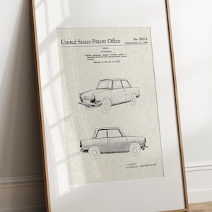 Automobile allemande classique - 1960 (livraison gratuite) grande impression de brevet sans cadre 8,5 x 11