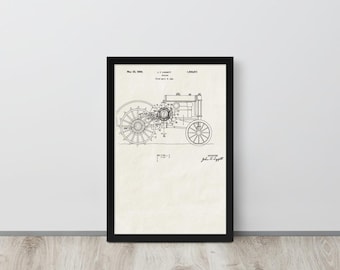 Tractor - 1932 Vintage Patent Print (Free Shipping) Multiple Sizes + Framed | Farmer Gift, Farmhouse Decor