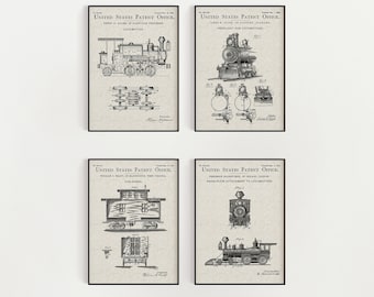 Train Bundle (Free Shipping) Large Unframed 8.5x11 Patent Prints