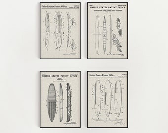 Surfing Bundle (Free Shipping) Large Unframed 8.5x11 Patent Prints