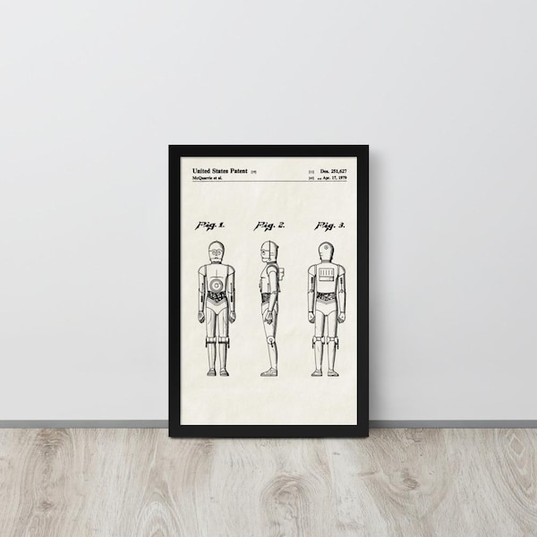 Cyborg de ciencia ficción - Lámina de patente vintage de 1979 (envío gratuito) Varios tamaños + enmarcada / Regalo para fans de la ciencia ficción, decoración de pared para nerds