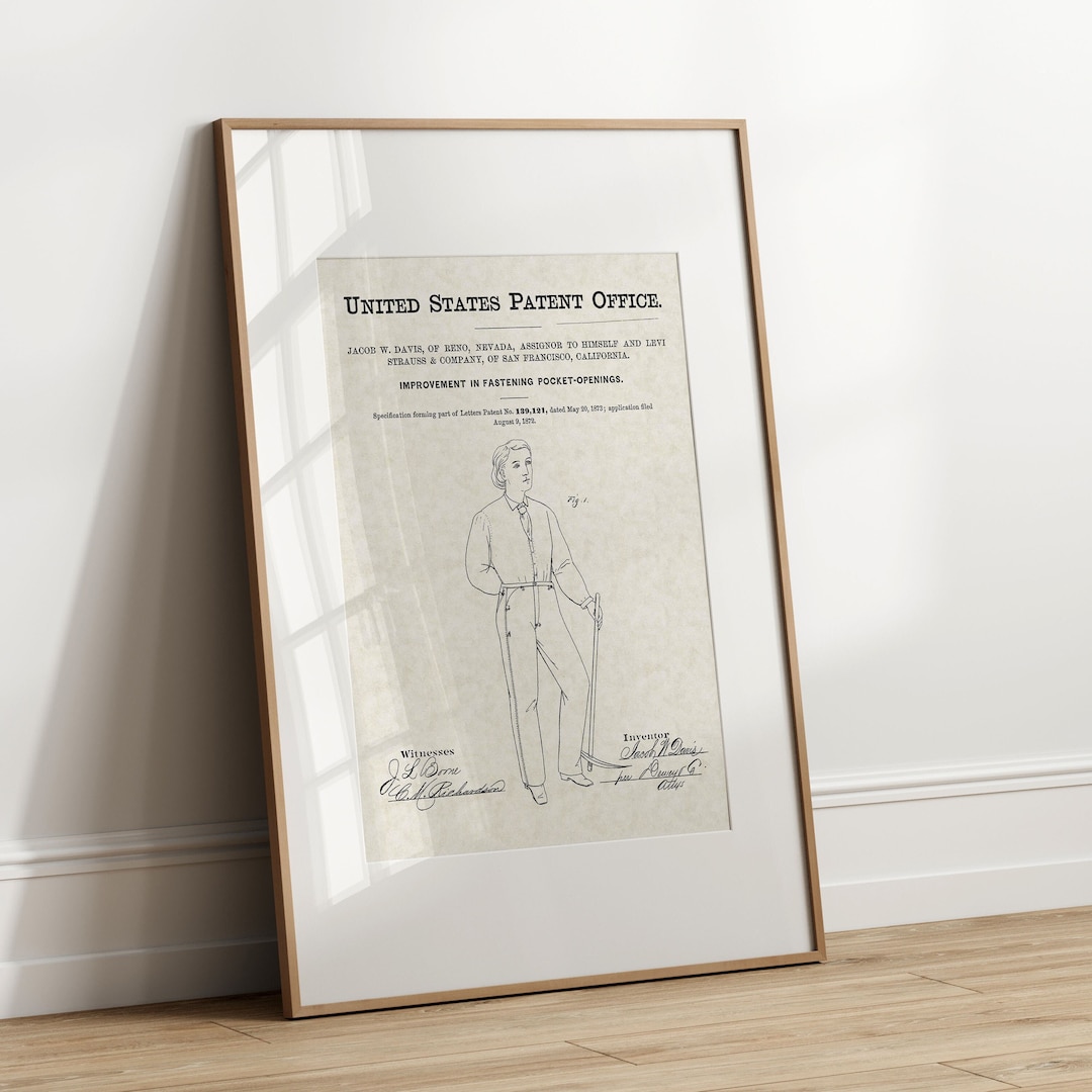 Blue Jeans Patent 1873 (free Shipping) Large Unframed