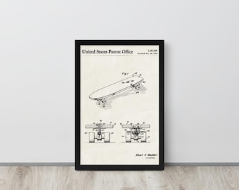 Skateboard Patent Print, 1968 - Vintage Skateboard Wall Art, Framed or Unframed