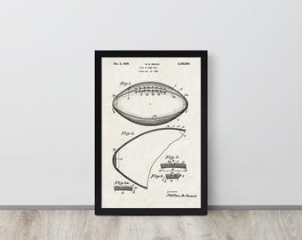 Football - 1938 Vintage Patent Print (Free Shipping) Multiple Sizes + Framed | Football Gift, Sports Room Decor