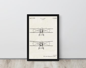 Airplane - 1929 Vintage Patent Print (Free Shipping) Multiple Sizes + Framed | Pilot Gift, Aviation Decor