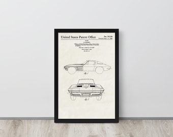 Classic American Sports Car - 1962 Vintage Patent Print (Free Shipping) Multiple Sizes + Framed | Sports Car Gift, Showroom Wall Decor