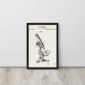 Compound Microscope - 1892 Vintage Patent Print (Free Shipping) Multiple Sizes + Framed | Biologist Gift, Science Room Decor