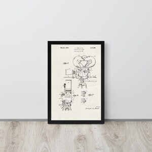 Cinematographic Camera - 1931 Vintage Patent Print (Free Shipping) Multiple Sizes + Framed | Filmmaker Gift, Home Cinema Decor