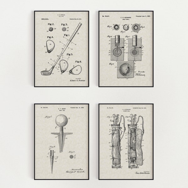 Golf Bundle (Free Shipping) Large Unframed 8.5x11 Patent Prints