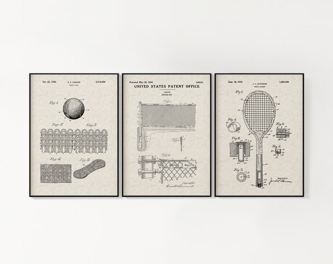 Tennis Bundle (Free Shipping) Large Unframed 8.5x11 Patent Prints