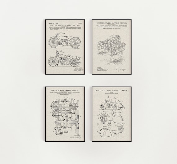 Motorcycle Bundle (Free Shipping) Large Unframed 8.5x11 Patent Prints