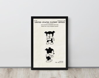 Max Fleischer's Classic Pup - 1932 Vintage Patent Print (Free Shipping) Multiple Sizes + Framed | Cartoon Fan Gift, Playroom Decor