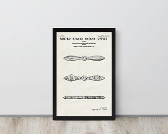 Airplane Propeller - 1947 Vintage Patent Print (Free Shipping) Multiple Sizes + Framed | Aircraft Gift, Airfield Decor