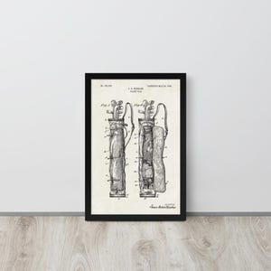Golf Caddy Bag - 1905 Vintage Patent Print (Free Shipping) Multiple Sizes + Framed | Golf Lover Gift, Clubhouse Decor
