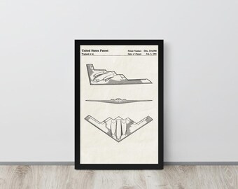 B2 Stealth Bomber - 1991 Vintage Patent Print (Free Shipping) Multiple Sizes + Framed | Veteran Gift, Aviation Decor