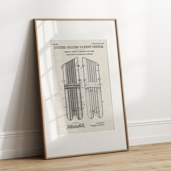 Hockey Goaltender Leg Guards - 1916 (Free Shipping) Large Unframed 8.5x11 Patent Print