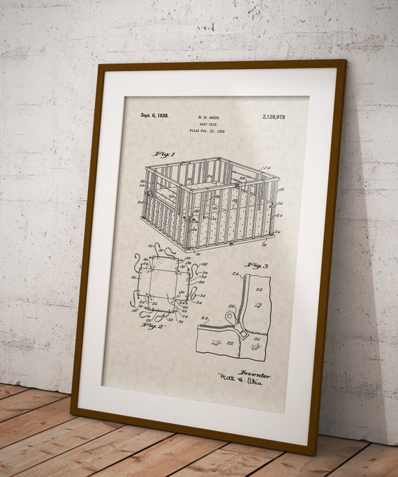 Baby Crib Free Shipping Canada Patent Print Etsy