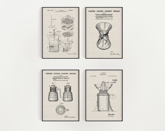 Coffee & Cafe Bundle (Free Shipping) Large Unframed 8.5x11 Patent Prints