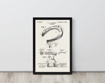 Horseshoe - 1898 Vintage Patent Print (Free Shipping) Multiple Sizes + Framed | Farrier Gift, Paddock Wall Decor