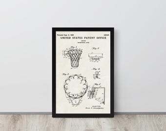 Basketball Rim Patent Print, 1936 - Basketball Wall Art, Framed or Unframed