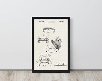 Bathroom Toilet Seat - 1936 Vintage Patent Print (Free Shipping) Multiple Sizes + Framed | Quirky Bathroom Gift, Toilet Wall Decor