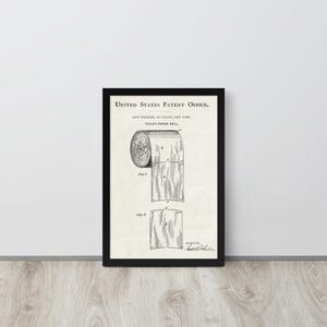 Toilet Paper Roll - 1891 Vintage Patent Print (Free Shipping) Multiple Sizes + Framed | Funny Bathroom Gift, Powder Room Decor
