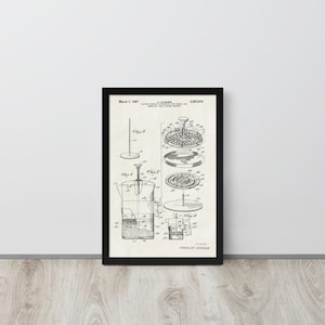 Coffee Press - 1967 Vintage Patent Print (Free Shipping) Multiple Sizes + Framed | Coffee Lover Gift, Kitchen Wall Decor