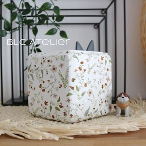 JERSEY cover, cream white flowers, pastel green white pink, flowers, leaves, firm hold, 100% perfect fit, suitable for Toniebox