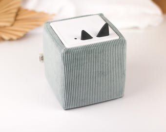 COTTON CORD Babycord plain dust aqua, smoky mint green structure, single-coloured, firm hold, 100% perfect fit, cover suitable for Toniebox 1