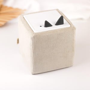 COTTON CORD Babycord plain sand beige, light beige, structure, single-coloured, firm hold, 100% perfect fit, cover suitable for Toniebox 1