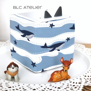 Bezug Wal, Wale, Welle, blau weiß, Seestern, Stern, Maritim, Hülle, passend für Toniebox