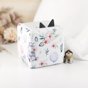 JERSEY Bezug, Nilpferd, Flusspferd, Blumen, weiß, Hülle, passend für Toniebox