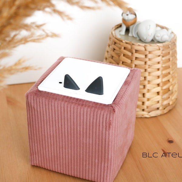 VELVET CORD plain dark pink, structure, solid color, firm hold, 100% perfect fit, cover suitable for Toniebox