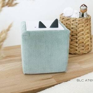 COTTON CORD uni dusty aqua, smoky mint green structure, monochrome, firm hold, 100% perfect fit, cover suitable for Toniebox