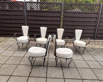 Rare set of six Mid Century Modern garden chairs attr. Mathieu Mategot